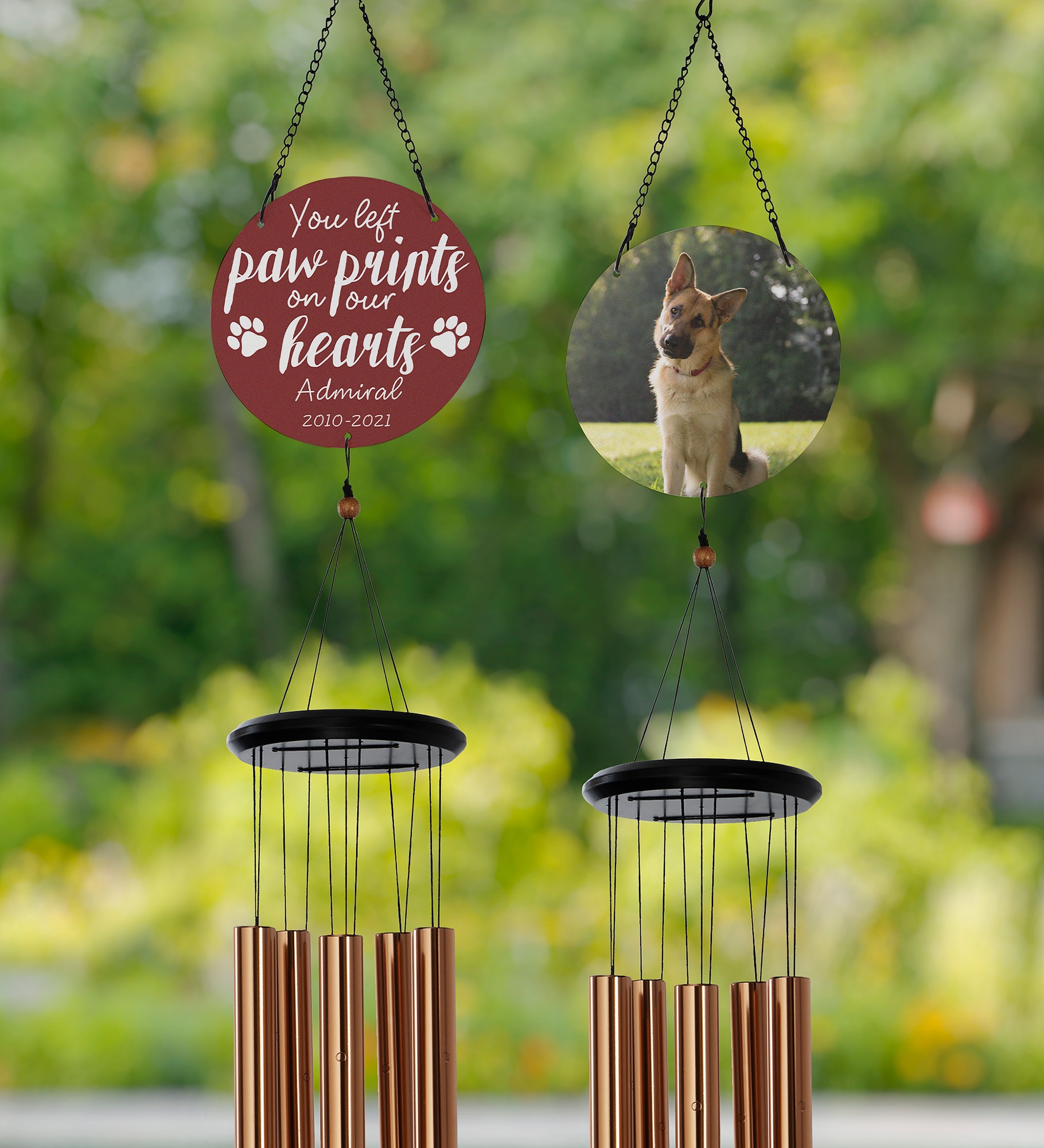 Paw Prints On My Heart Personalized Memorial Photo Wind Chimes 